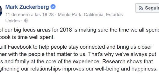 Mensaje Mark Zuckerberg anunciando cambios en el algoritmo de Facebook