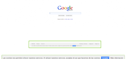 Buscador Google: Aviso de cookies