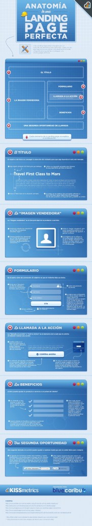 Infografíca de la estructura de una Landing Page publicado por bluecaribu