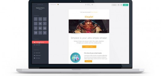 Pantalla de Stamplia para el diseño de emails